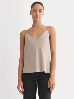 New Everlane THE TIE BACK CAMI IN WASHABLE SILK  Burnt Sugar Size 2